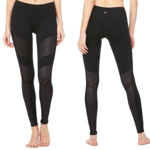 ALO black Moto legging glossy textured size M